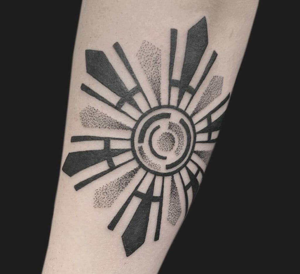 Big Geometric Sun Tattoo Design