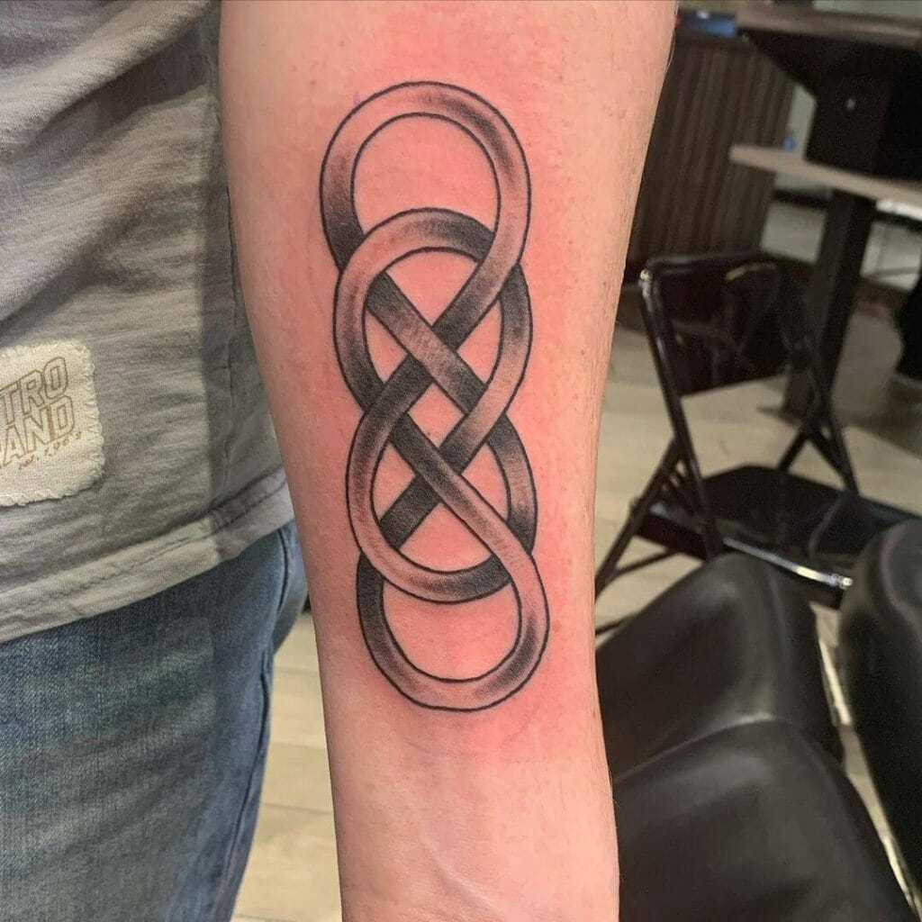 Black And Grey Shaded Double Infinity Symbol Tattoo