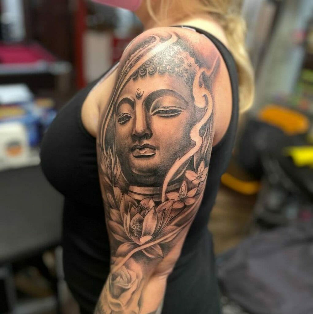 Buddha As A Conscious Arm Tattoo Design