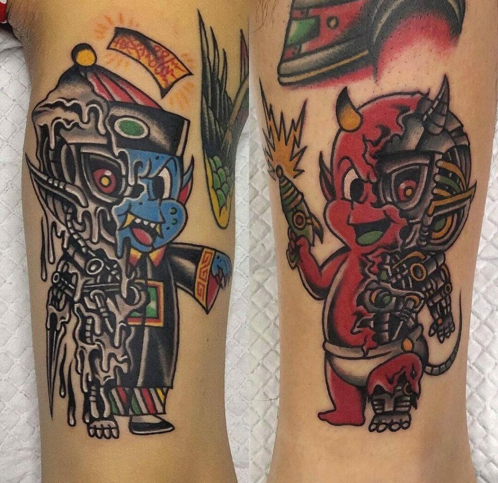 Chinese Demon With The Western Demon Tattoo Design