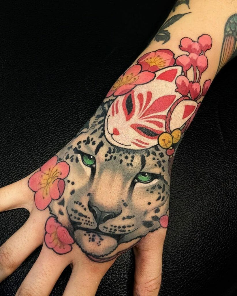 Colorful Snow Leopard Tattoo