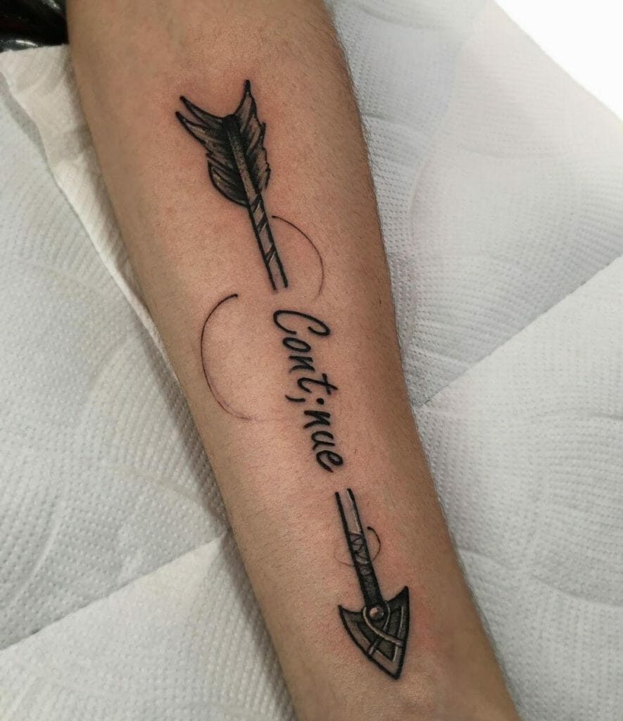 Continue Tattoo With An Arrow