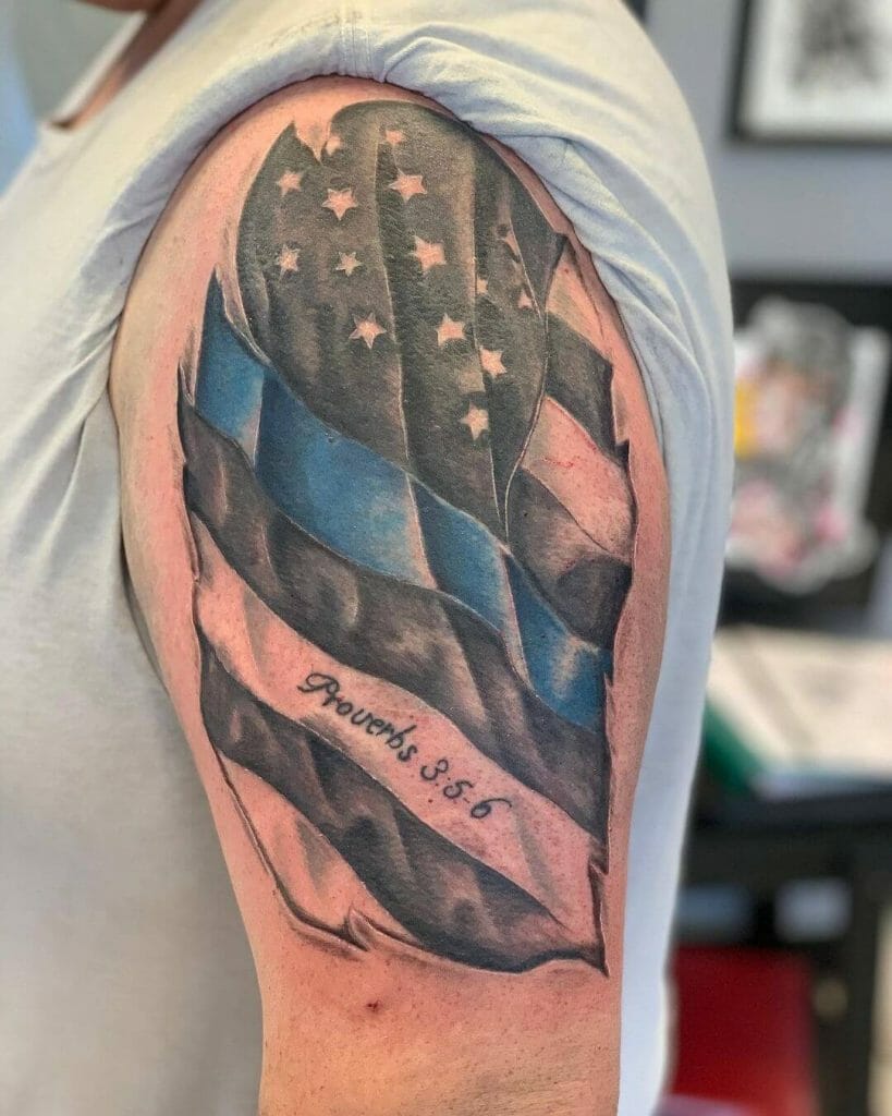 Correctional Officer Tattoo With American Flag