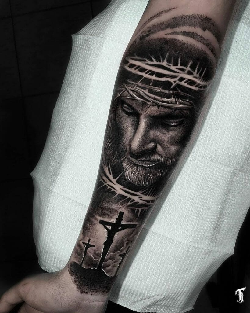 101 Amazing Jesus Tattoos You Need To See  Jesus tattoo Jesus tattoo on  arm Jesus tattoo design