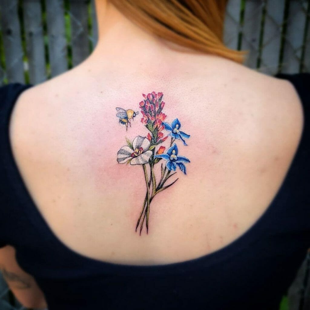 Dainty Tattoo Of A Flower Bouquet