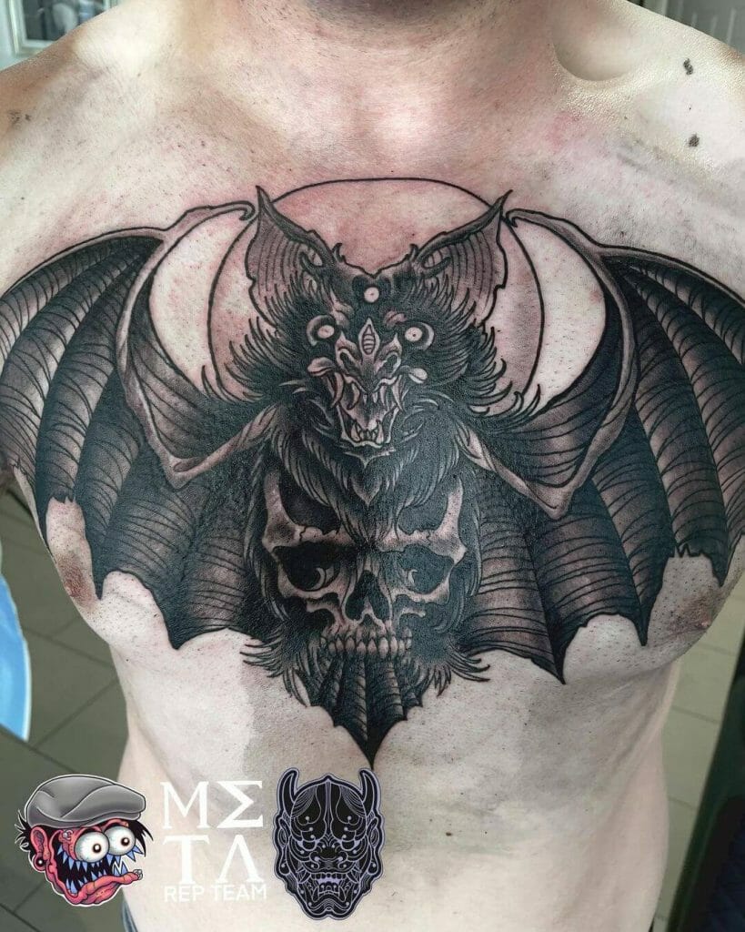 Dark Neo-Traditional Bat Tattoos