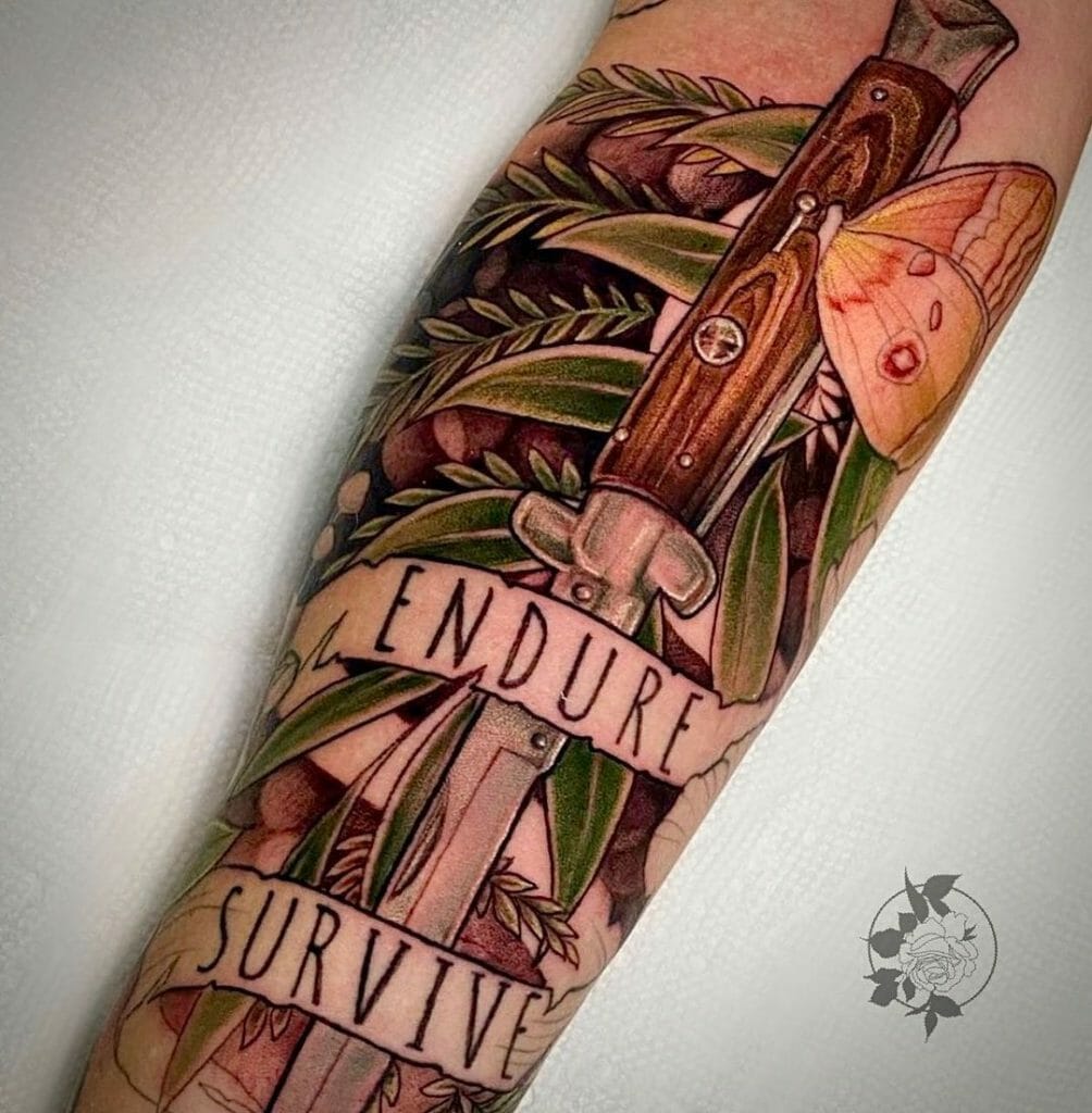 Flora Endure And Survive Tattoo Design