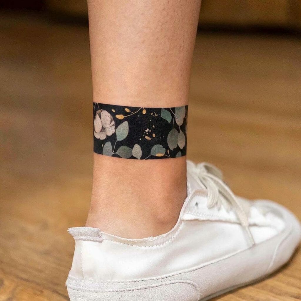 Floral Anklet Dark Tattoo Cover Up 