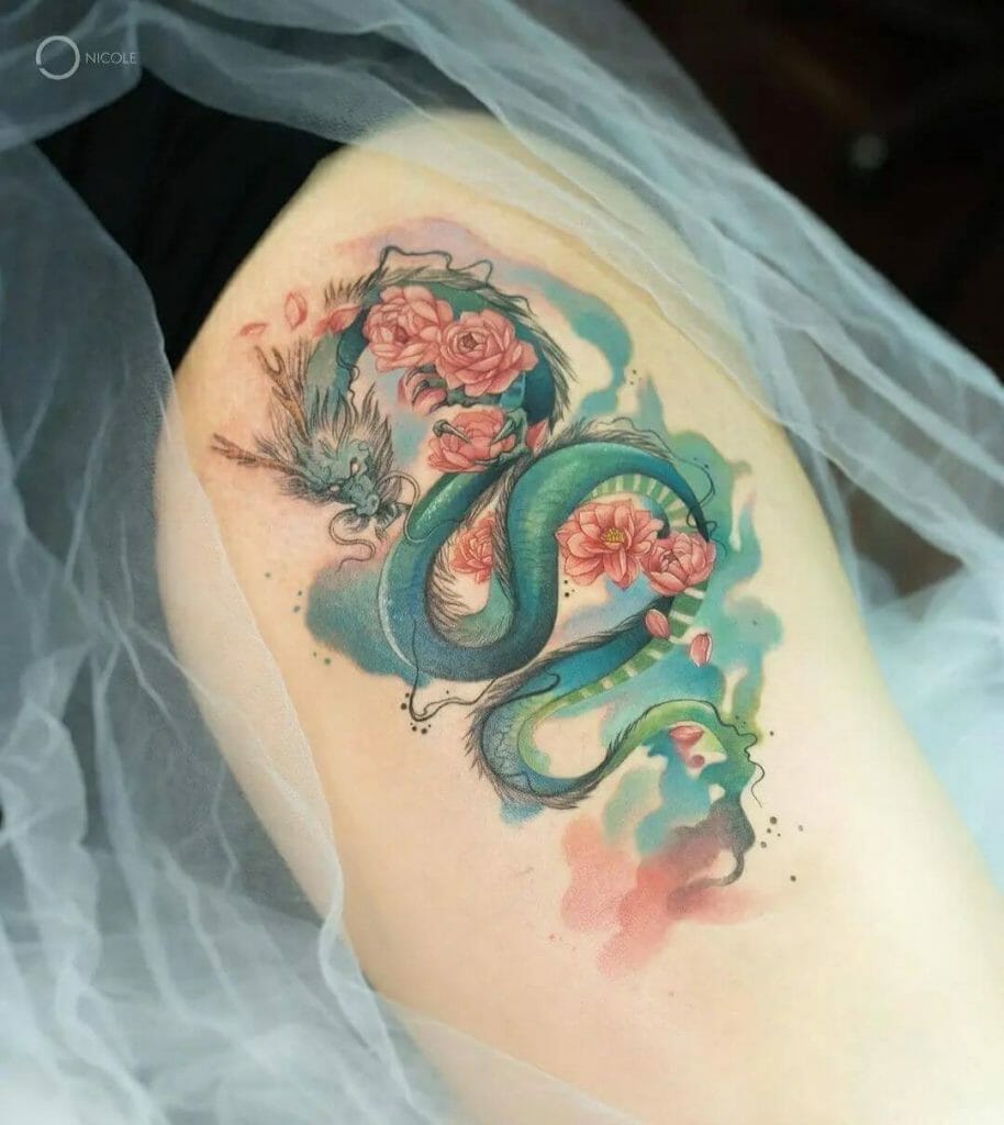 Floral Elegant Dragon Tattoo 