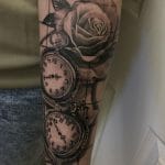 Flower And Clock Tattoo