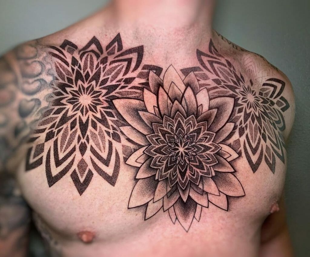 Flower Mandala Chest Tattoo Design