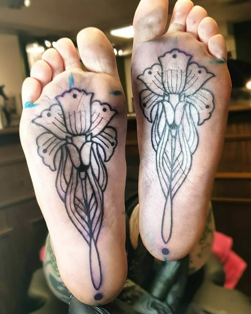 Flowers On Foot Tattoo Design