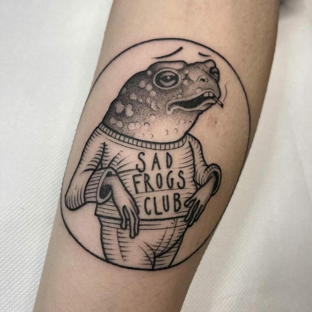 Frog Engraved Tattoo Design