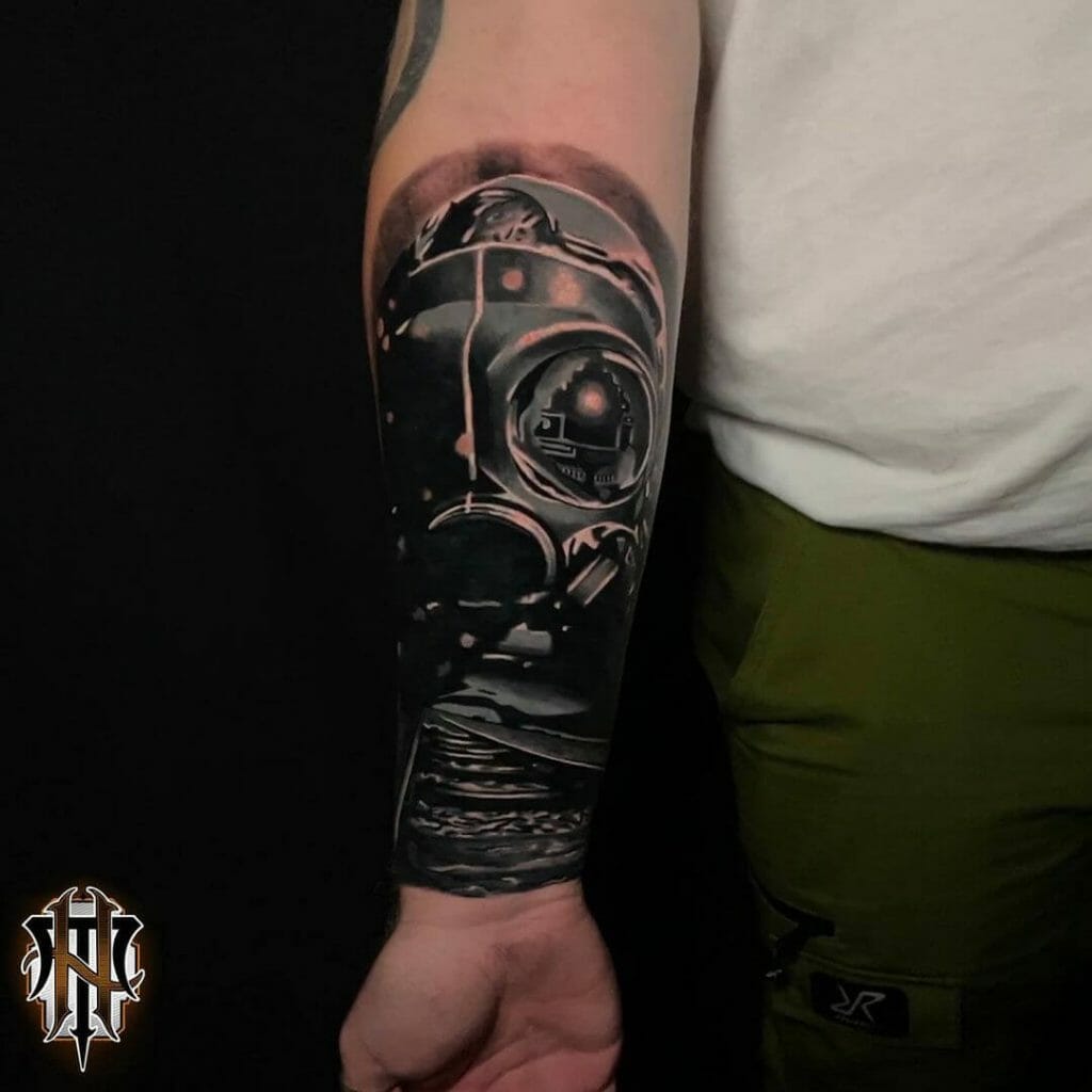 Gas Mask Dark Tattoo Cover Up 