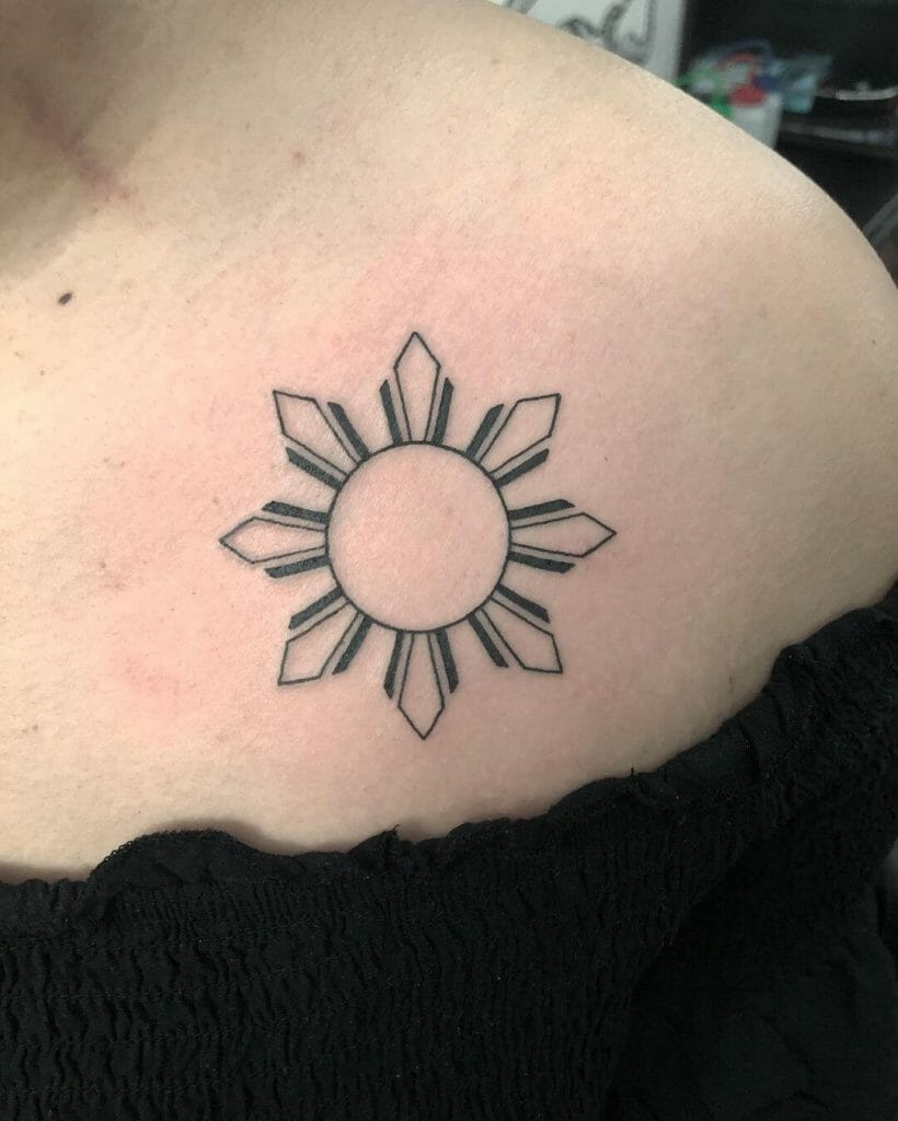 Geometric Filipino Sun Tattoo Design