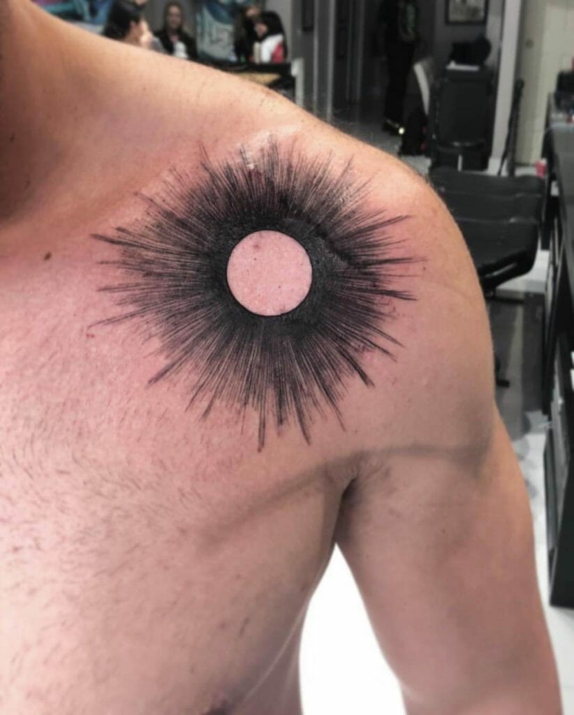 Geometric Sun Tattoo Design Made in Black Ink