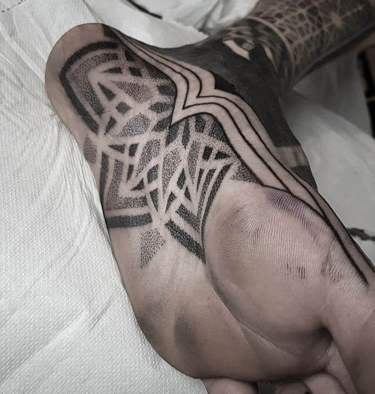 Greyscale Mandala Foot Tattoo Design