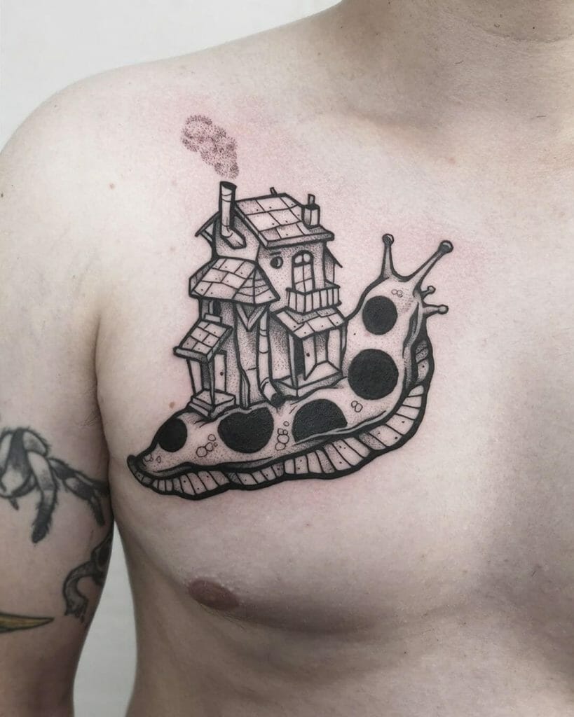 House On Top Of Snail Tattoo Design