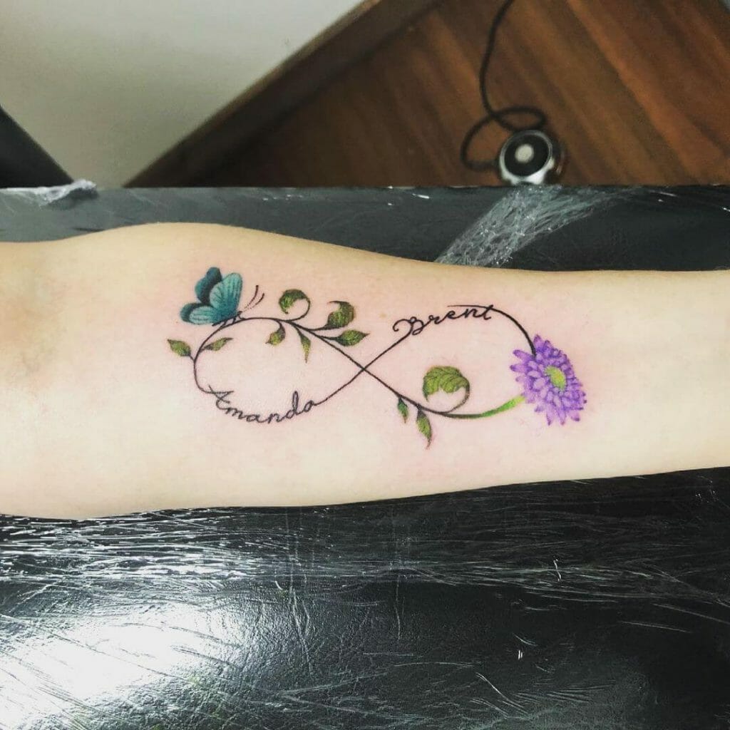 Infinity Butterfly And Flower Tattoo Designs