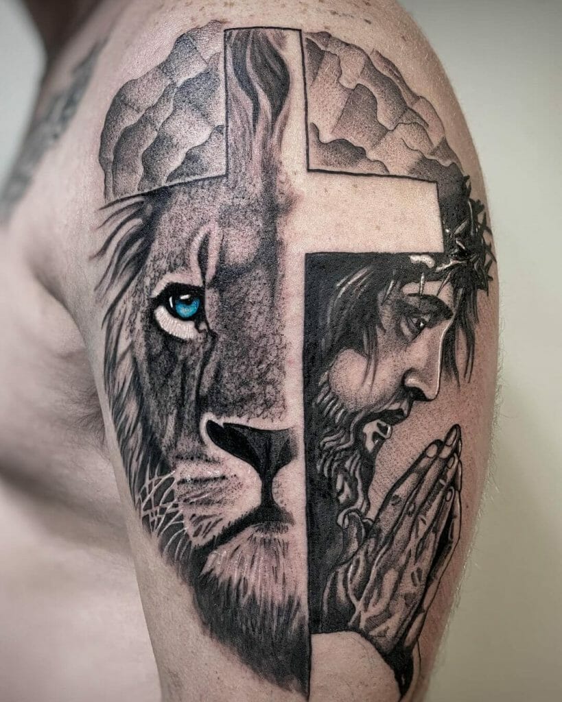 Jesus Christ Lion Tattoo Design