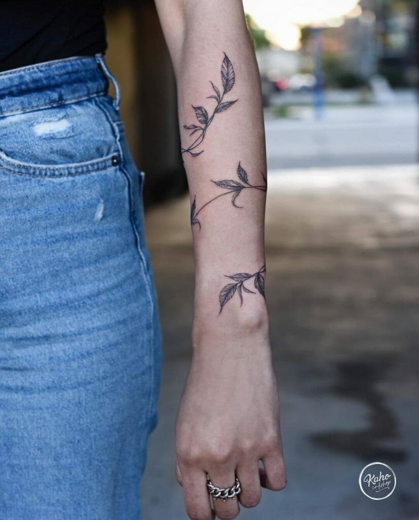 Leaf Vine Tattoos Wrapped Around The Arm