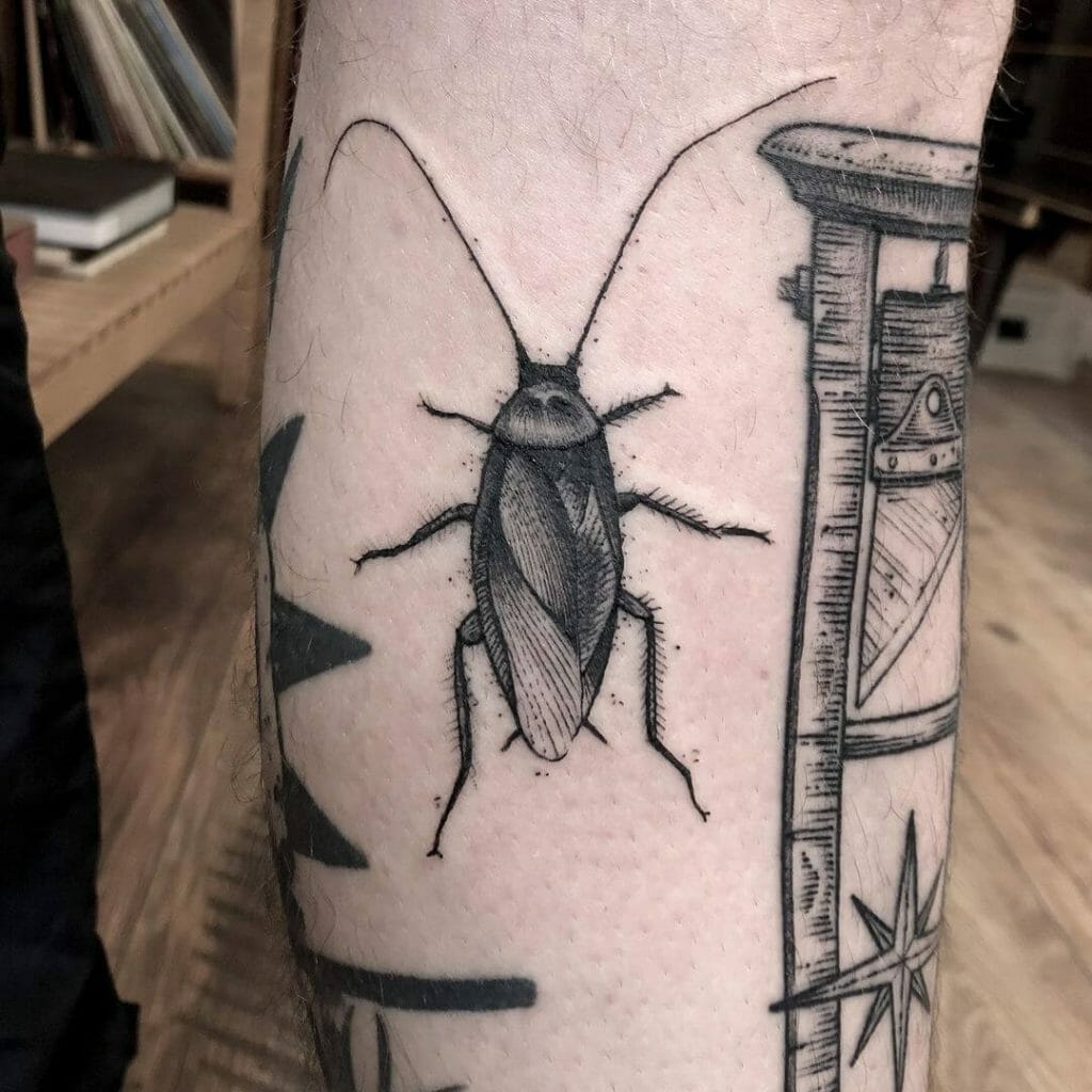 Lined Cockroach Tattoo