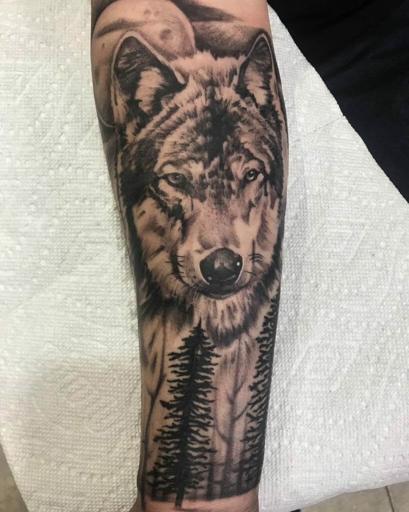 Lone Wolf With Pack Tattoos