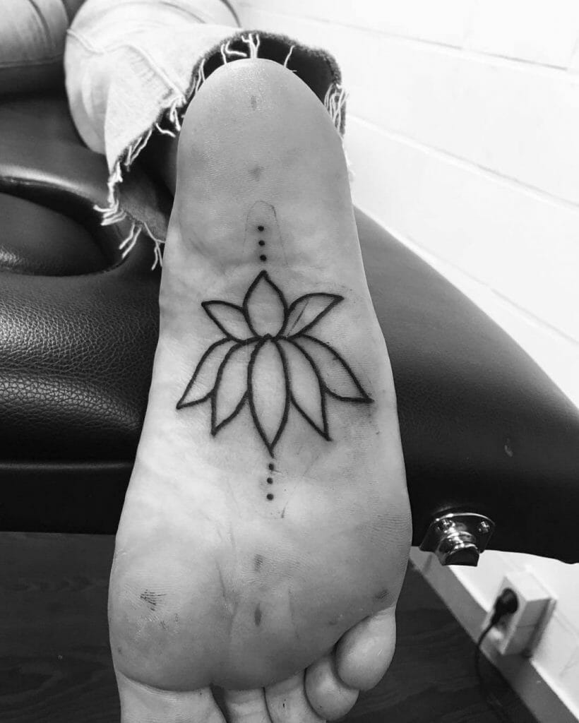 Lotus Line Art Foot Tattoo Design
