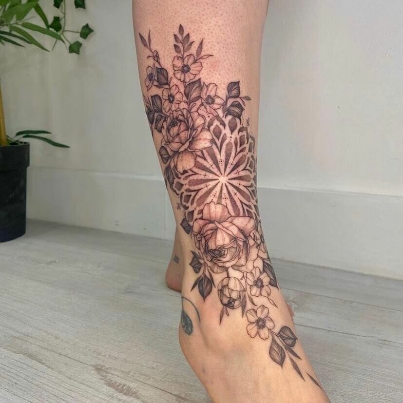 Mandala Ankle Tattoo Design