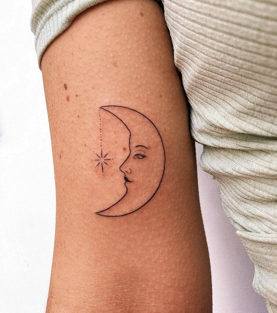 Moon And Star Forearm Tattoo Design