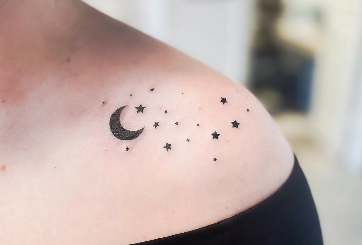 Share 96+ about moon and stars tattoo unmissable .vn