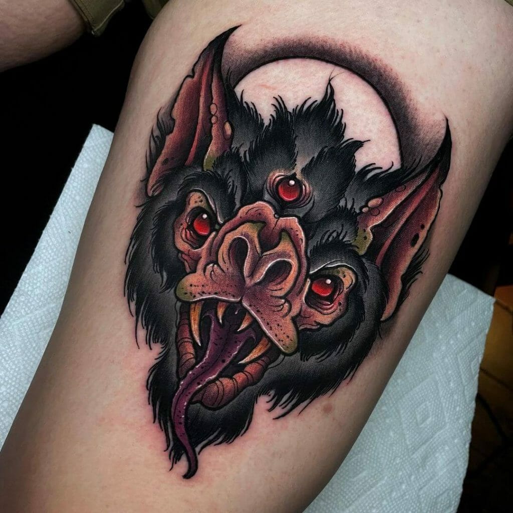 Neo-Traditional Bat Tattoo