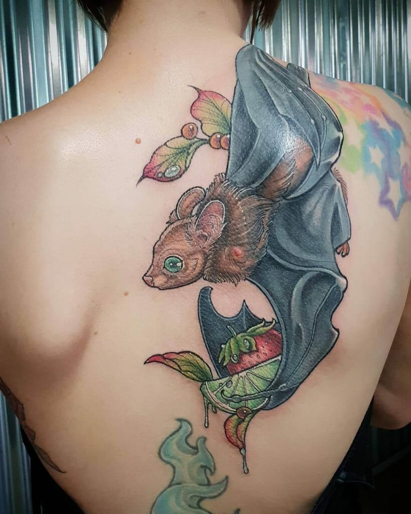 Neo-Traditional Cute Bat Tattoo