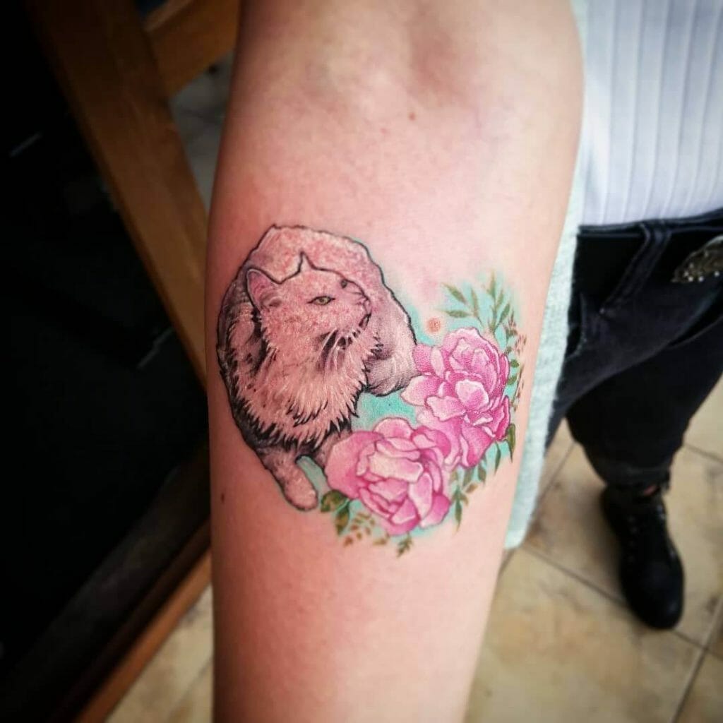 Pet Memorial Tattoo Designs With Floral Motifs