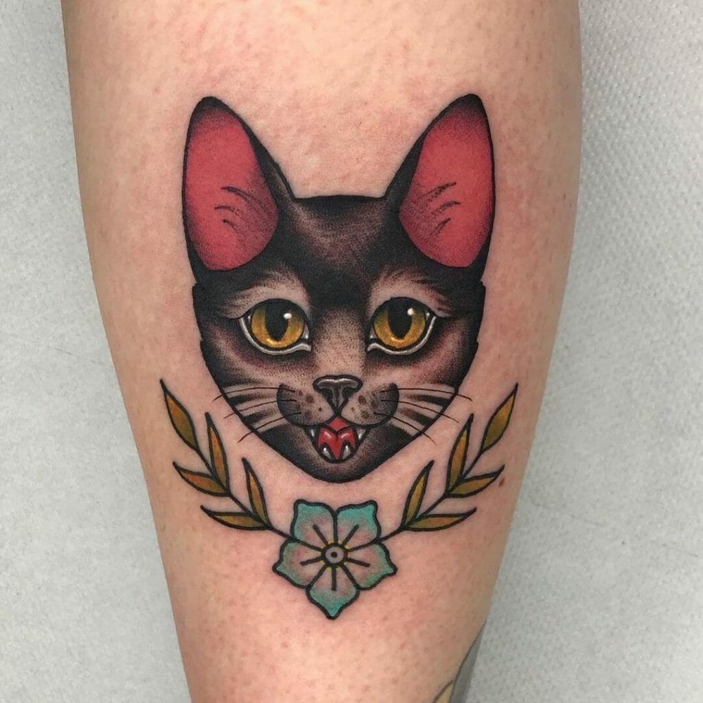 Pet Memorial Tattoo In American Traditional Style