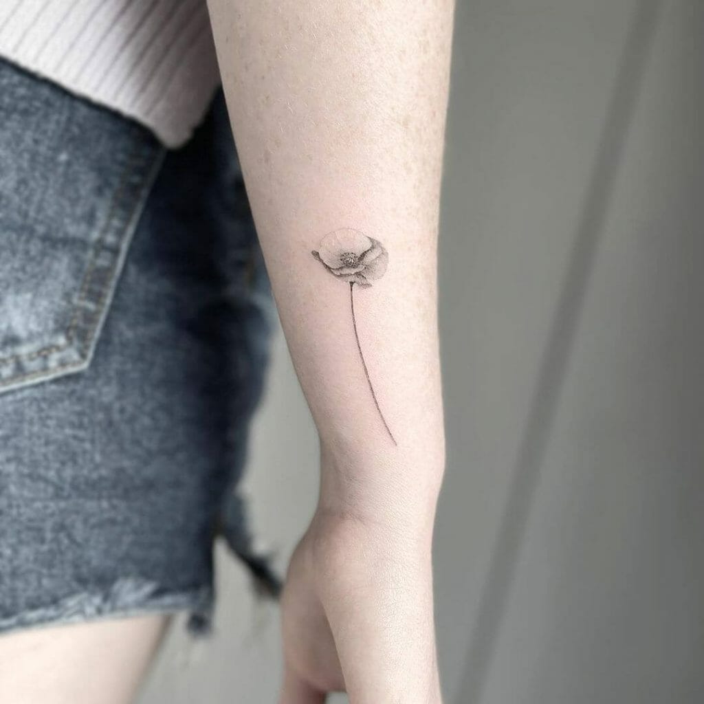 Poppy Flower Dainty Tattoo On Wrist