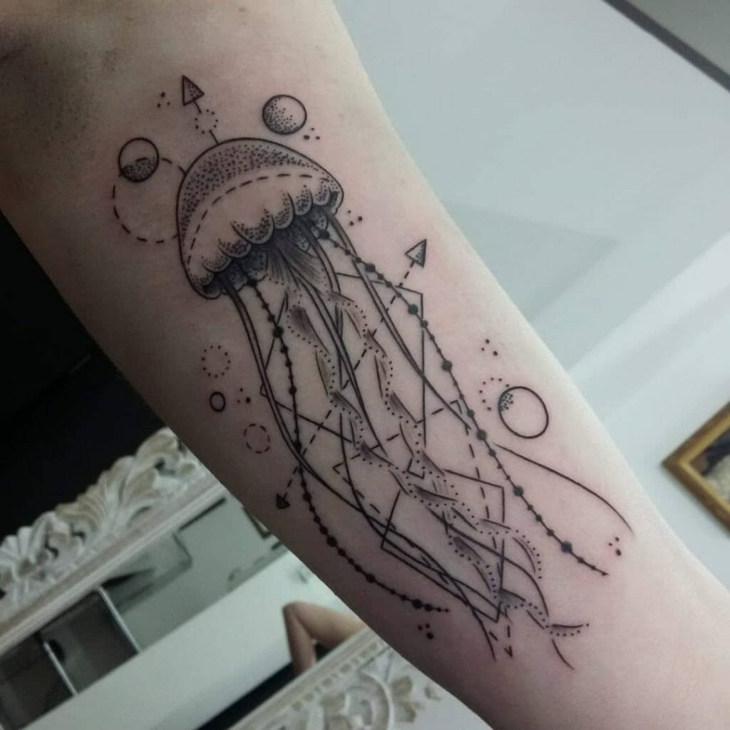 Simple Geometric Jellyfish Tattoo Design