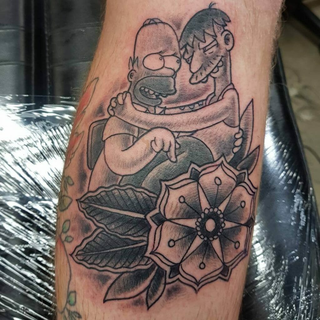 Simpsons Inner Calf Tattoo