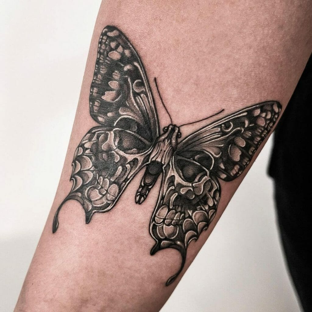Skeleton Dark Butterfly Tattoo