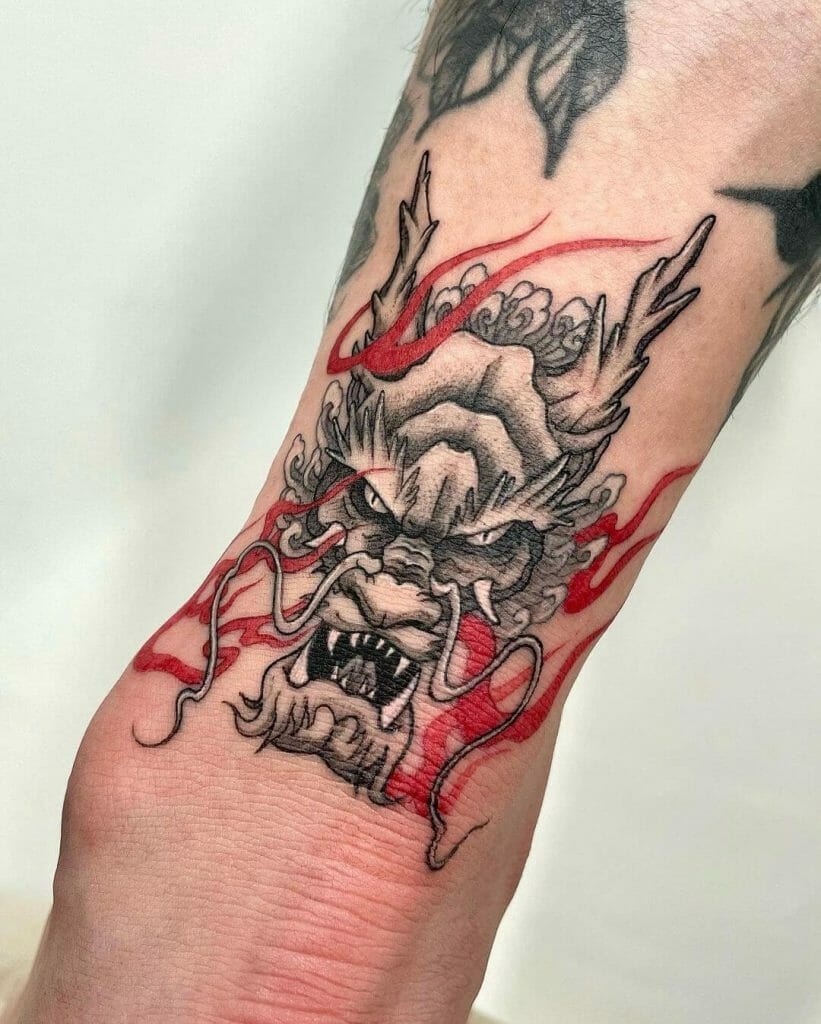 Sketch Fire Breathing Dragon Tattoo