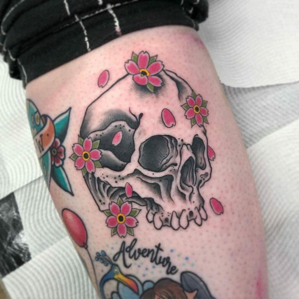 Skull With Cherry Blossom