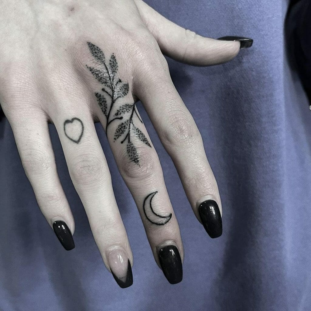 Small Leaf Vine Tattoo On The Finger