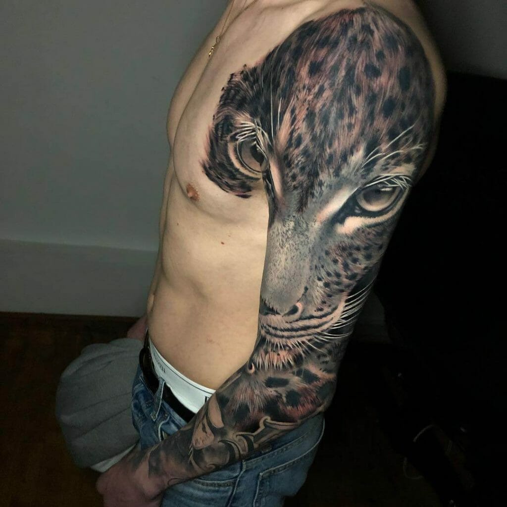 Snow Leopard Full Sleeve Tattoo