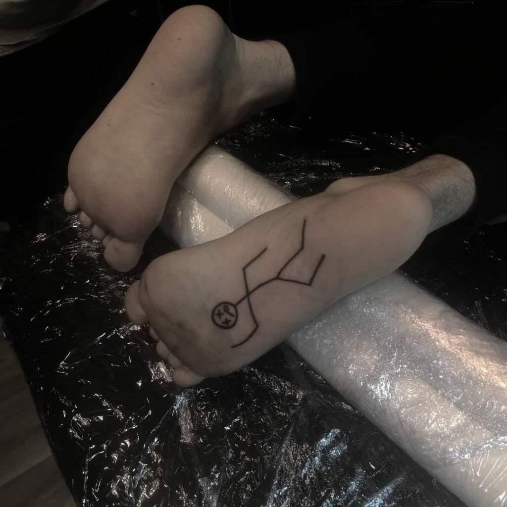 Stickman Line Drawing Foot Tattoo Design