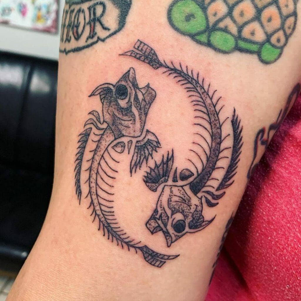 The Awesome Yin-Yang X Fish Skeleton Tattoo