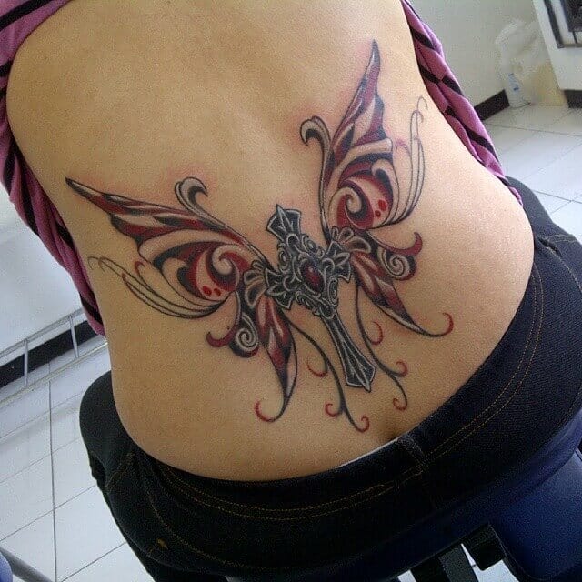 The Majestic Butterfly Cross Tattoo