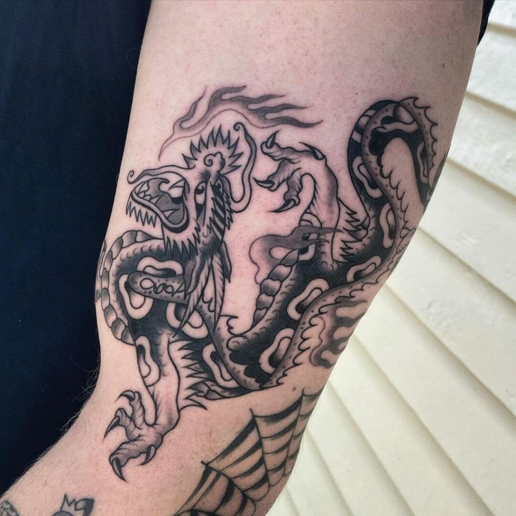 Traditional Fire Breathing Japanese Dragon Tattoo