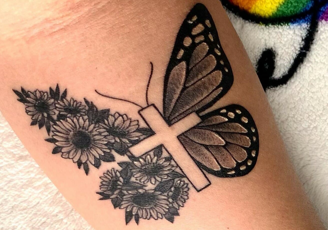 Butterfly Cross Tattoo Designs