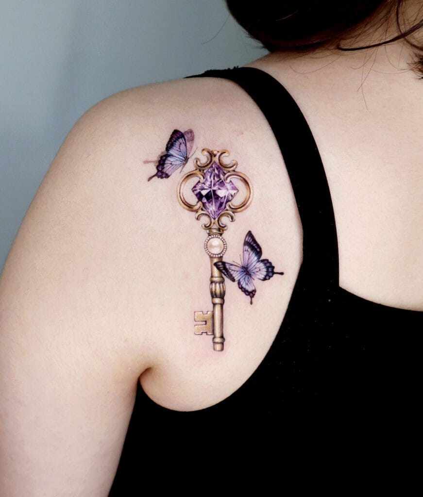 2 Small Purple Butterfly Tattoo