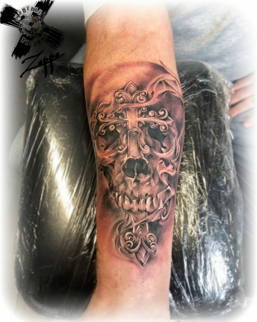 A Beautiful Skull Half Sleeve Tattoo